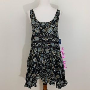Free People Printed Lace Trapeze Slip Dress